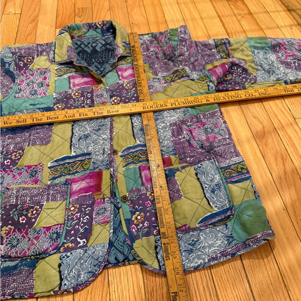 Anna And Frank Multicolor Silk Patchwork Jacket cottage bohemian festival - Picture 6 of 8